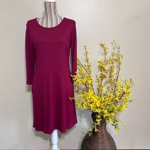 41 Hawthorn Burgundy 3/4 Sleeve Crew Neck Sheath Dress-Sz L